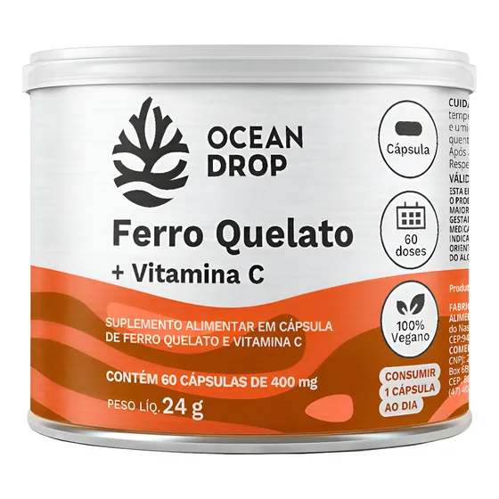 Ferro Quelato + Vitamina C Ocean Drop Bisglicinato Ferroso