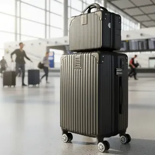 Mala De Viagem Blogueira 23kg Com Frasqueira Blacklions Preto Listras