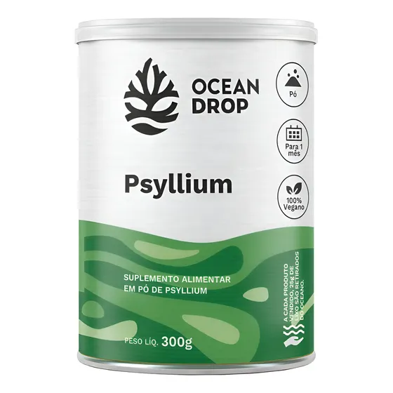Psyllium Em Pó Ocean Drop Fibras Solúveis Natural 100% Vegan