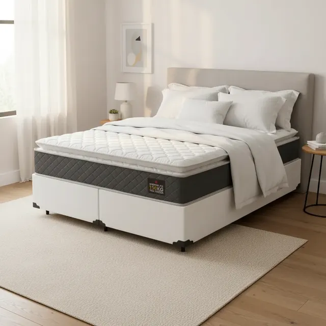 Cama Box King + Colchão E Espuma D45 Pillow Top Fort Comfort