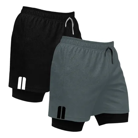 Kit 2 Short Treino Dry Fit Térmico 2 Em 1 Calção Academia