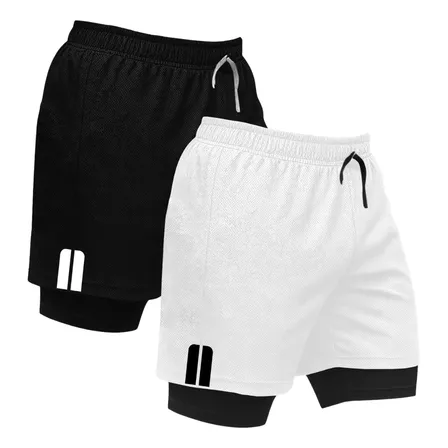 Kit 2 Short Treino Dry Fit Térmico 2 Em 1 Calção Academia