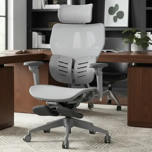 Cadeira Escritório Dt3 Office Glacius Grey Ft C/ Apoio De Pé