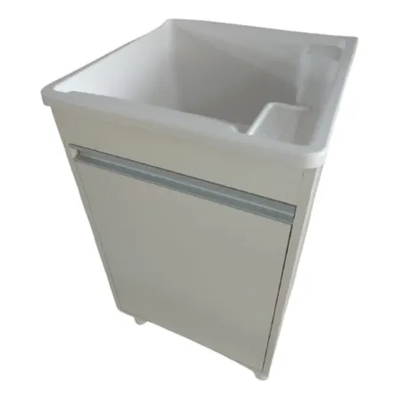 Tanque 26l Plástico + Gabinete Mdf Para Torneira De Bancada Branco