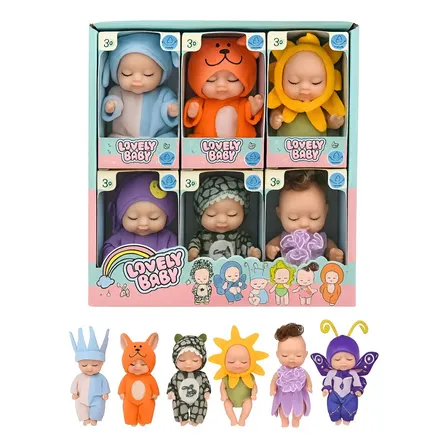 Kit Com 6 Mini Bonecas Pijama Bebe Reborn Infantil Presentes