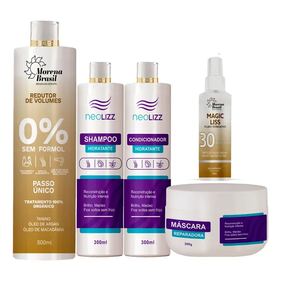 Kit Selagem Orgânica + Protetor Térmico +kit Pós Progressiva