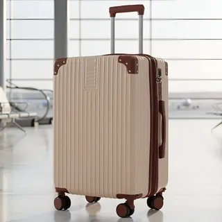 Mala De Viagem 10kg Roda Dupla Removivel 360o Ziper Expansor Bege Listras