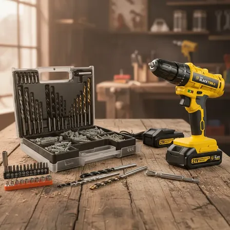 Furadeira Parafusadeira 21v Com 2 Baterias + Jogo 300 Peças