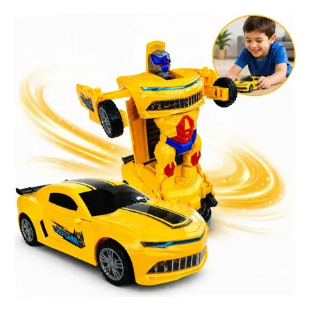 Carrinho Camaro Transformers Vira Robô Bate Volta Luz Som