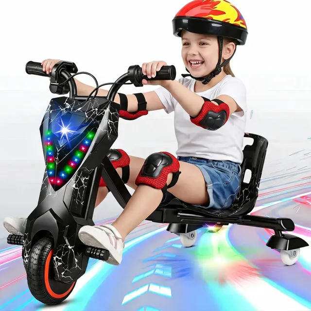 Patinete Triciclo Infantil Drift Elétrico Led Bluetooth 15km Preto