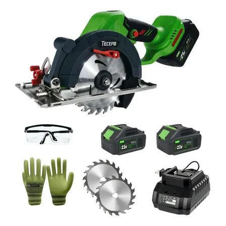 Serra Circular Brushless Sem Fio Tecepo Com 2 Baterias 4ah Verde-limão 127/220v 60hz