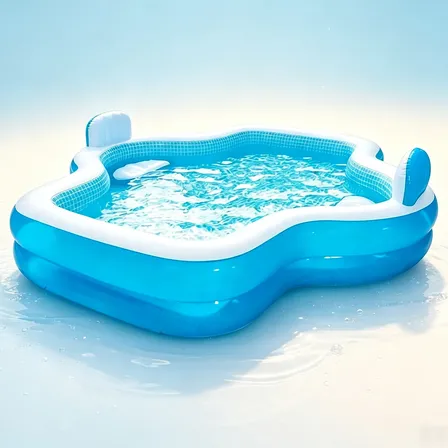 Piscina Inflável Familiar Com Banco E Encosto Pvc Reforçado