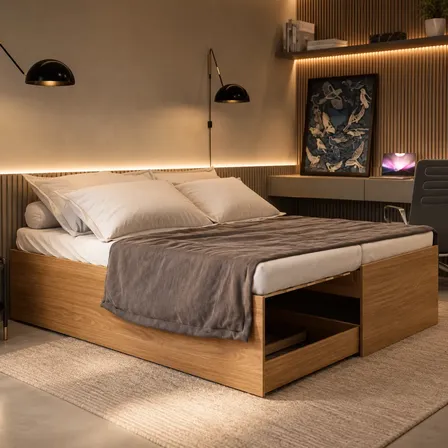 Cama Solteiro Vira Casal Matrix 3 Em 1 Resistente Mdf Luxo