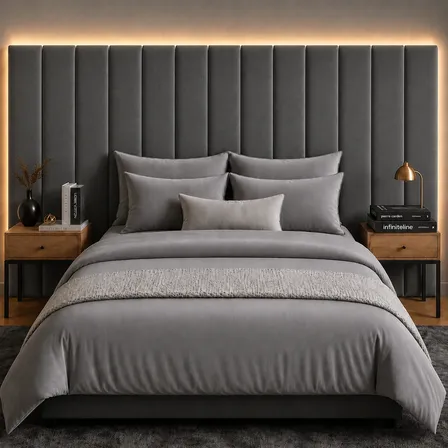 Cabeceira Modular King Premium 13 Placas 110x20 Infiniteline Cinza-escuro