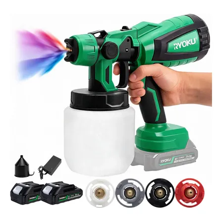 Pistola De Pintura Elétrica Com 2 Bateria 4 Bicos Ajustáveis