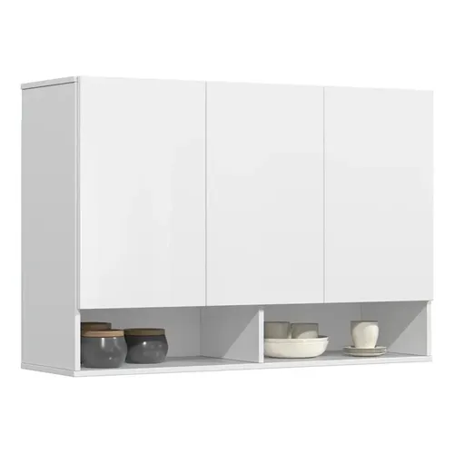 Armário De Cozinha Aéreo 3 Portas 2 Nichos 91cm Milão Branco