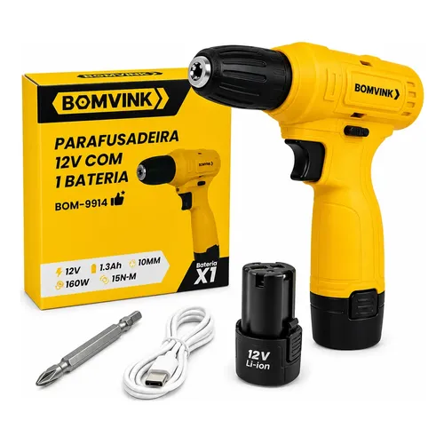 Parafusadeira A Bateria 12v Recarregavel Profissional + Bit
