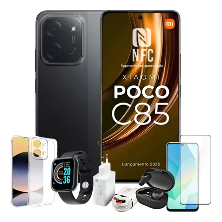 Celular Xiaomi Poco C85 256gb 8gb - Nf E Kit Completo - Top1 Preto