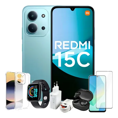 Smartphone Xiaomi Redmi 15c 256gb 8gb - Nf E Kit Completo - Verde-claro