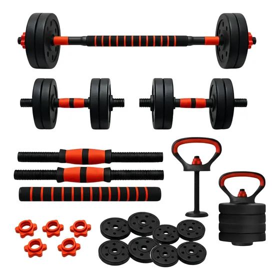 Kit Halter Musculação 15kg Ajustável Anilhas E Barra Eagle