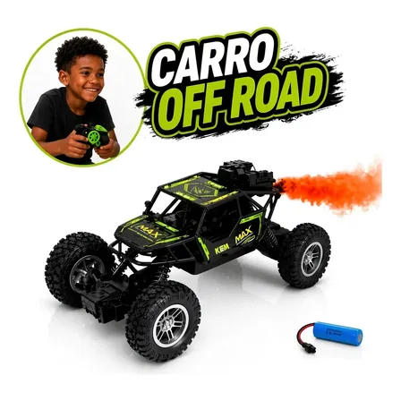 Carrinho Controle Remoto Recarregável Off Road Solta Fumaça Preto