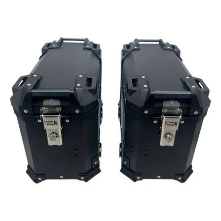 Par De Baú Lateral Preto Alumínio Premium 30l Cada