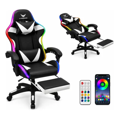 Cadeira Gamer Ergonômica Led Rgb Reclinável E Apoio De Pés