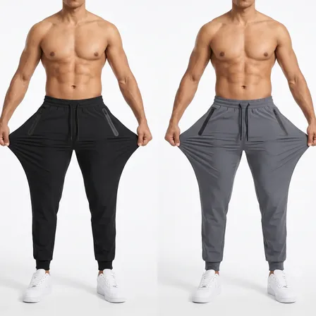 Kit 2 Calça Jogger Slim Masculina Dry Fit Academia Treino Preto / Cinza Liso Gg