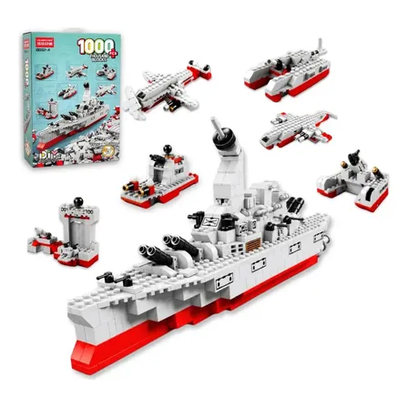 Blocos Montar Navio Guerra Militar 1000 Peças 6 Em 1 Militar