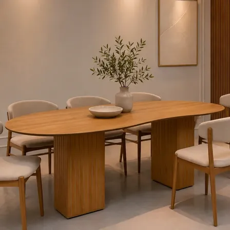 Mesa De Jantar 6 Lugares 180 X 90 Orgânica Base Ripada