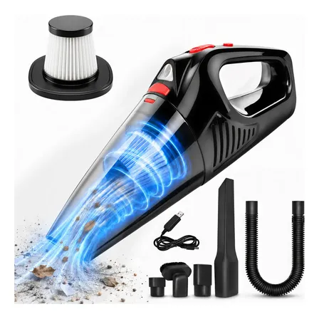 Aspirador De Pó Portátil Carro Sem Fio Com Led Alta Potência Preto 127/220v
