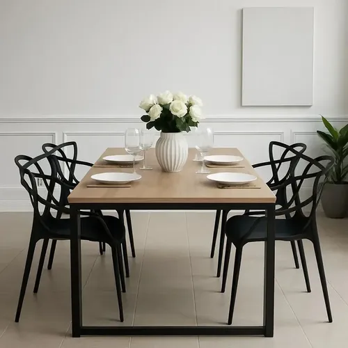 Conjunto Jantar 120x80 Pe De Ferro Com 4 Cadeiras