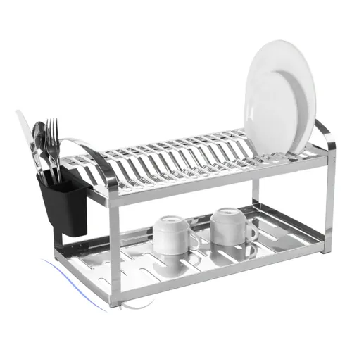 Escorredor De Louças Inox 24 Pratos Porta Talher Pia Bancada