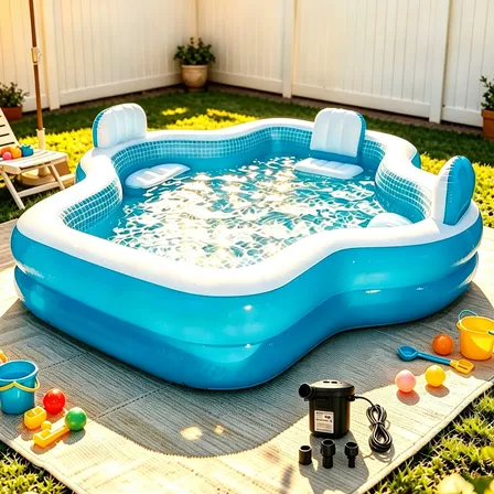Piscina Inflável Familiar Pvc Reforçado Encosto 305x280cm