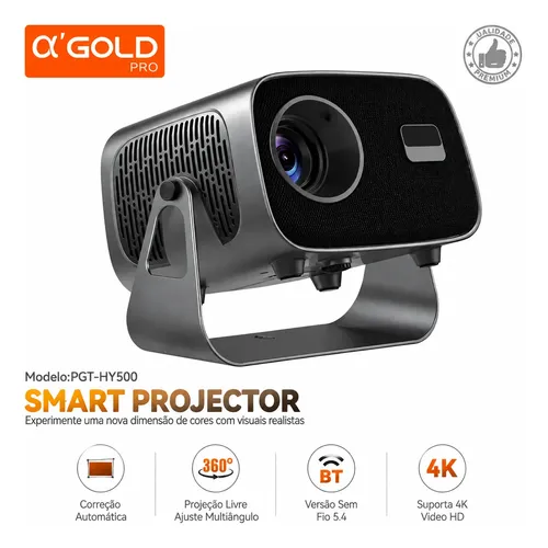 Projetor 4k Smart Hy500 Led Cinema Wifi Bluetooth Voz Ia