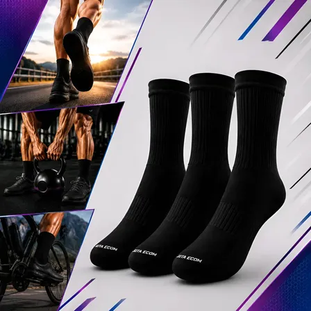 Kit 3 Meias Poliamida Corrida Esportiva Bike Runing Academia Preto Lisa 39 Ao 43