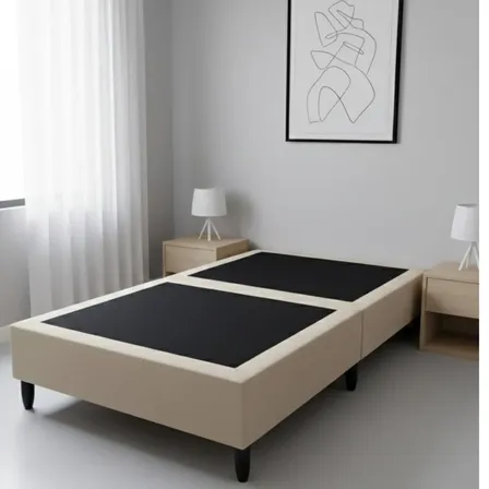 Base Cama Box Solteiro Dobravel Compacta Resistente Bege