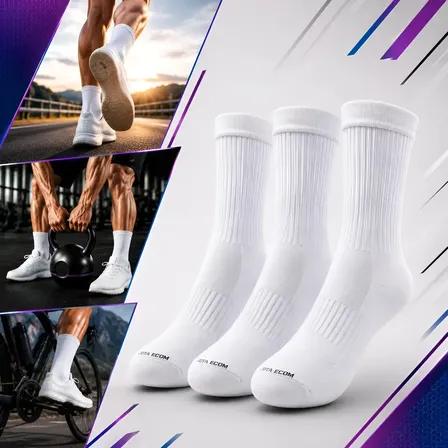 Kit 3 Meias Poliamida Corrida Esportiva Bike Runing Academia Branco Lisa 34 Ao 38