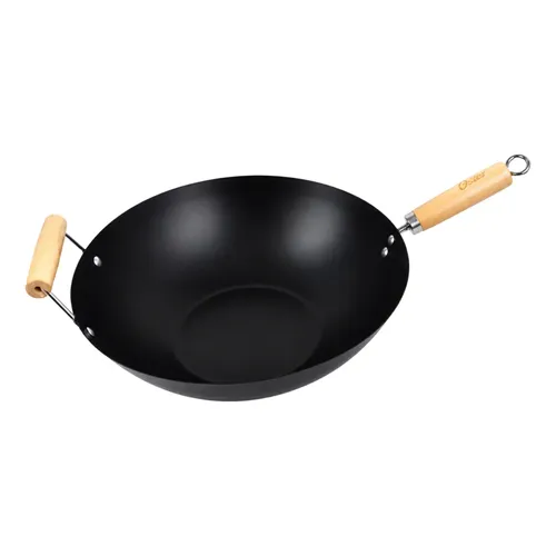 Frigideira Wok Oriental Aço Carbono Antiaderente 34cm