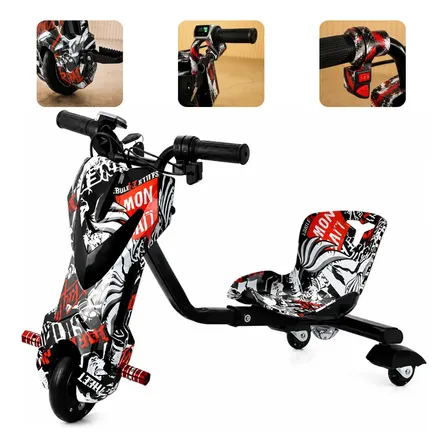 Patinete Eletrico 3 Rodas Triciclo Drift 450w 120kg Preto Preto