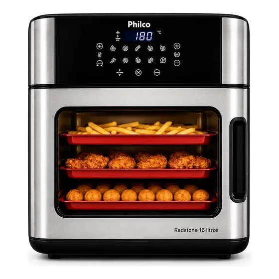 Air Fryer Forno Philco 16l Porta Removível Redstone Digital
