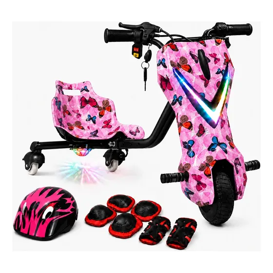 Triciclo Patinete Elétrico Drift 350w Bluetooth 100kg Rosa