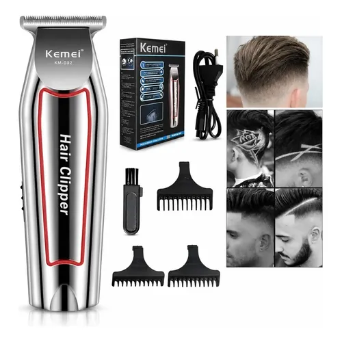 Maquina Cortar Cabelo Barba Pezinho Acabamento Profissional Prateado