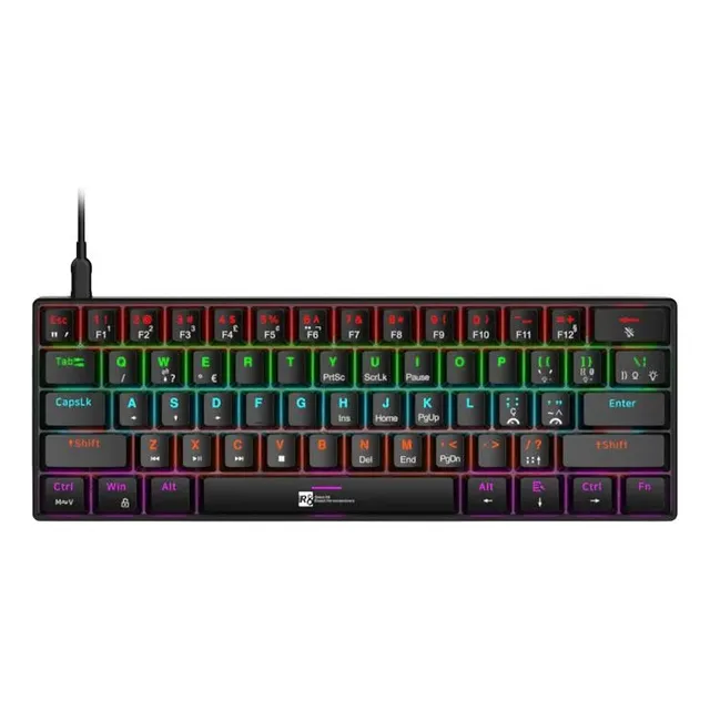 Teclado Mecanico R8 1037, Rgb, Abnt2, Switch Azul, Preto