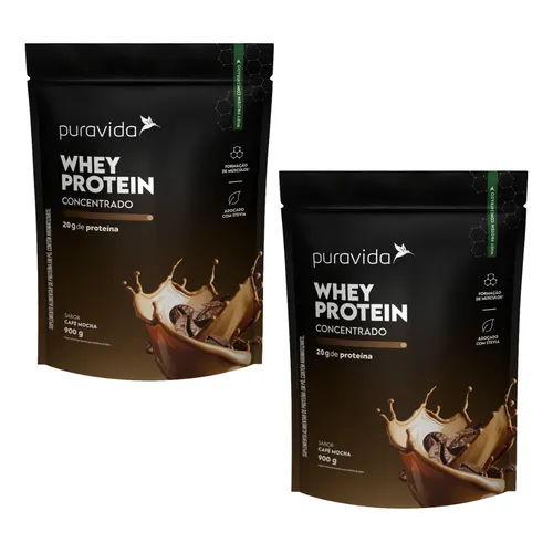 2x Whey Protein Concentrado Sabor Café Mocha 900g - Puravida