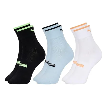 Kit 3 Pares De Meia Puma Cano Baixo Corrida Poliamida Grafite/ Azul/ Branco 39 A 43