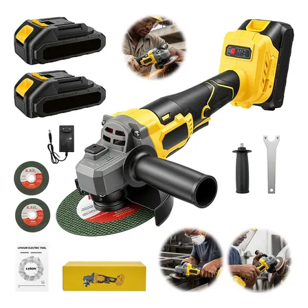 Esmerilhadeira Elétrica Angular Lixadeira 48v Mohor 2bateria Amarelo 127/220v 50 Hz/60 Hz