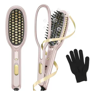 Escova Alisadora E Cachos Gokoco Gd040 Com Íons Negativos Rosa 127/220v