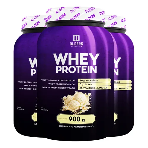 Combo 03x Whey Protein Creme De Baunilha Nutrição Completa