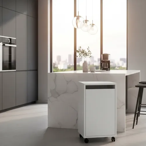 Armário Multiuso Organizador Mdp Branco Com Rodízios Branco